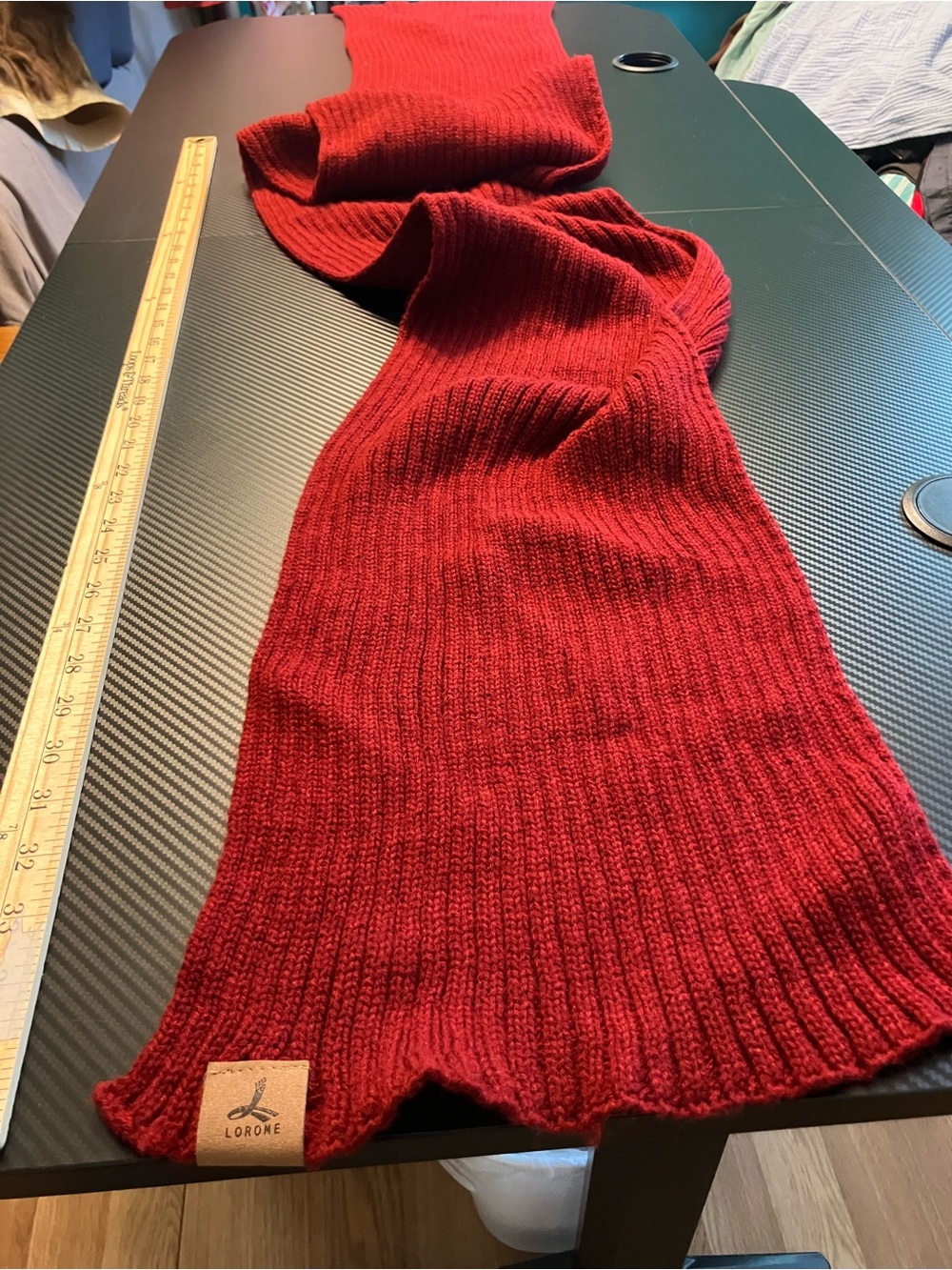Cozy Ribbed Knit Scarf - Red - Picture 3 of 4